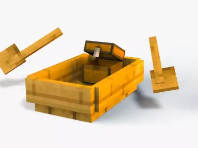 Minecraft Boat Rig Low-poly 3D model