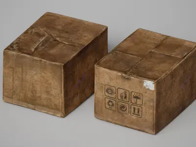 Realistic Dirty Cardboard Low-poly 3D model