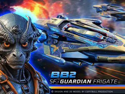 BB2 - GUARDIAN Frigate Low-poly 3D model