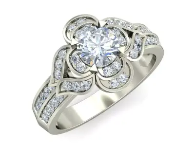 Solitaire Engagement Art Deco Ring 3D print model 33