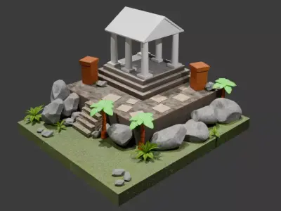 Low Poly Ancient Temple Free low-poly 3D model