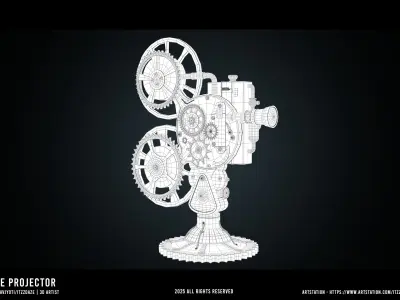 Realistic Steampunk Projector 3D 3D model