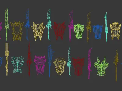 Sword Shield Low-poly 3D model