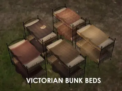 Ornate Victorian Bunk Beds - 4K PBR Low-poly 3D model