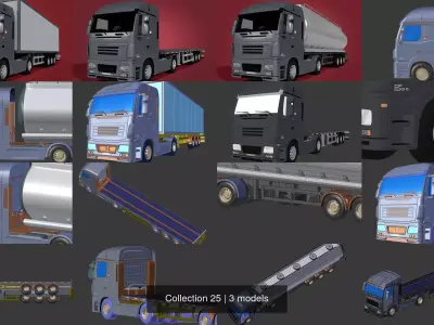 Generic Heavy Truck - Container - Fuel - Construction - Flat Bed 3D Model Pack