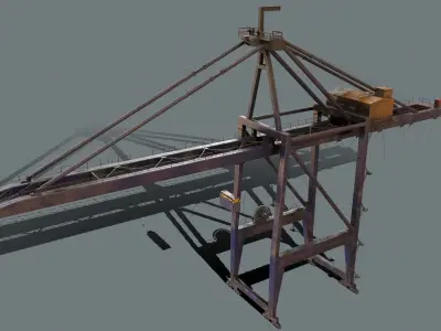 PBR Quayside Container Crane Version 1 - Blue Dark Low-poly 3D model