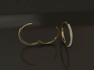Earring One Sided Diamond Hoop Large Size 19mm Inside Diameter 3D print model