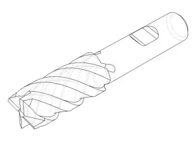 20mm Metric Single End Mill - 4 flutes 3D model