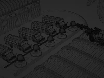 Tractor Vehicle Attacked by School bus using soccer ball 3D model