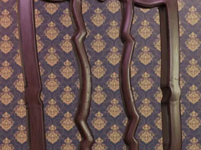 Vintage Wooden Chair Low-poly 3D model