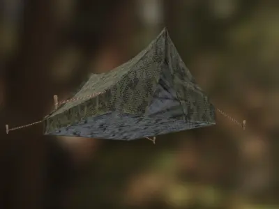Heavy Plastic Camouflage Military Tent AR VR PBR Low-poly 3D model