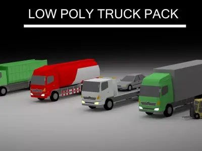 Low Poly Truck Pack Low-poly 3D model