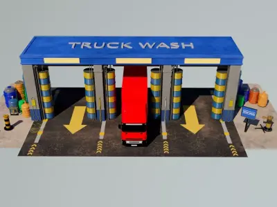 Truck Wash 3D Model  Low-poly 3D model