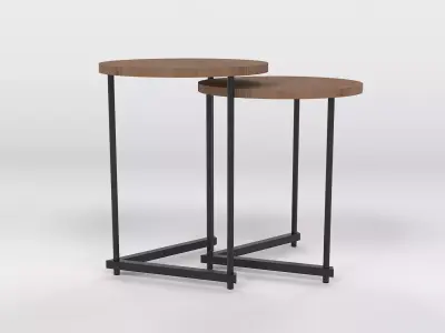 Modern Round Nesting Side Table Low-poly 3D model