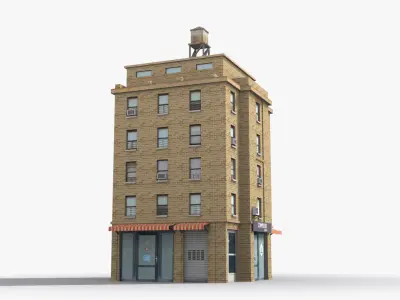 Apartment Building x4 Low-poly 3D model