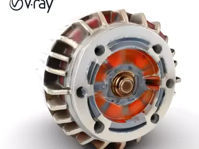 Electric Motor Rotor D Model Pack Low-poly 3D model