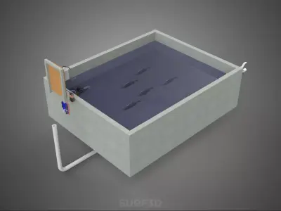 IOT SMART FISH POND AQUACULTURE MONITOR WATER LEVEL CIRCULATION 3D model