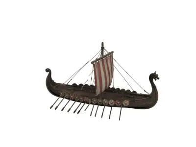 Viking Boat Wooden Longship 3D model