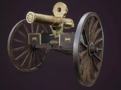 Gutling Gun Colt 1883 Low-poly 3D model