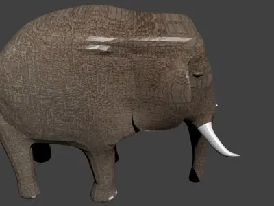Elephant low poly with tusks Low-poly 3D model