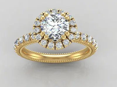 Engagement halo ring 3D model