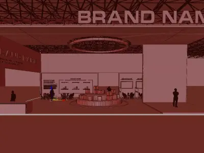Immersive large-screen exhibition booth design 3D model