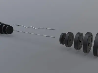 PBR Adjustable Barbell Set A1 Low-poly 3D model