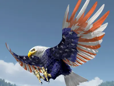 Bald Eagle 2 Stars And Stripes 3D model