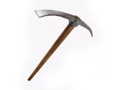 Pickaxe PBR wooden axe Low-poly 3D model