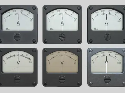 ammeter and voltmeter Low-poly 3D model
