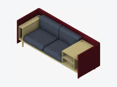 Sofa - Contemporary - Flame - Medium - Corner Shelf - Right Low-poly 3D model