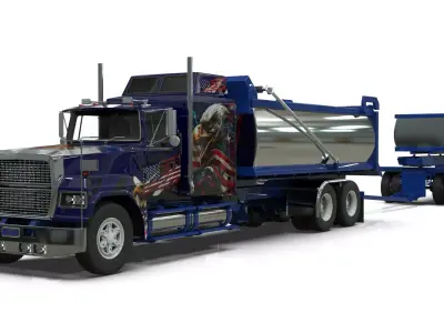 LTL 9000 Sleeper Cab Transfer Dump Truck 3D model