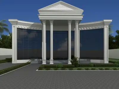 cards building with columns and pillars Free 3D model