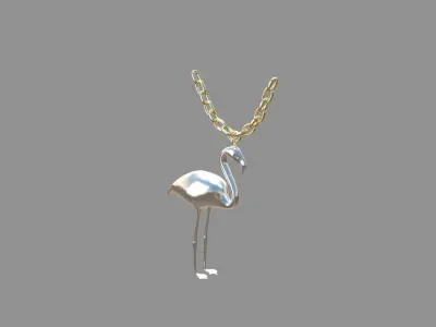 flamingo locket silver 3D model