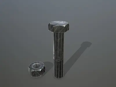 Bolts bolt and nut Low-poly 3D model 17
