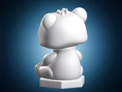 Miniature Polar Bear on Base 3D print model