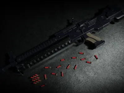 Hyper Siege 4 Shotgun Low-poly 3D model