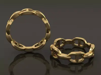 Hermes Style Link Ring Band Mix Size 3D print model