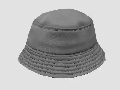 Bucket hat - grey Low-poly 3D model