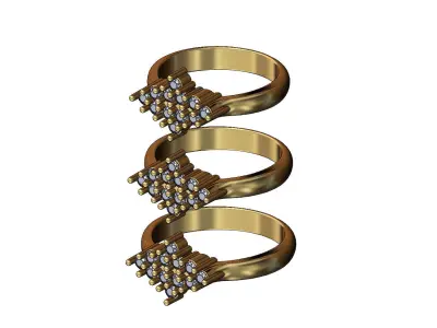 Diamond star cluster ring US sizes 6 7 8 3D print model