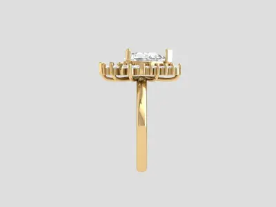  Pear SolitaireArt Deco Ring 3D print model