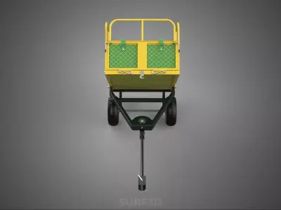 TILTED DUMP TRAILER CARGO CART WAGON GARDEN TRACTOR LAWN MOWER 2 3D model