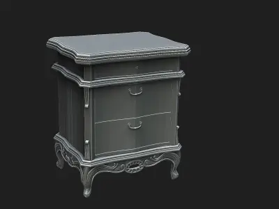  Vintage nightstand cabinet Low-poly 3D model