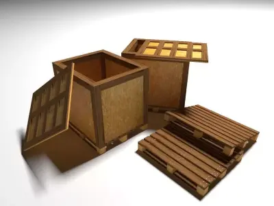  Low Poly  -Forklift Palette  Low-poly 3D model