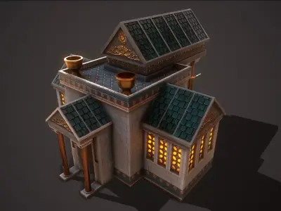 Roman Greek Town Hall Low-poly 3D model