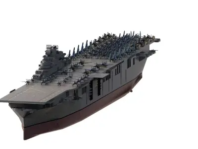 ww2 us navy aircraft carrier inspired by USS lexington cv-2 3D model