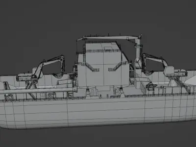 Subsea rock installation vessel Low-poly 3D model
