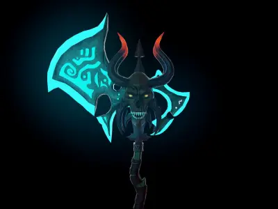 Skull Faced Double Sided AXE 3D model
