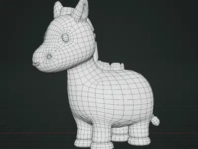 Donkey cute cartoon Low-poly 3D model
