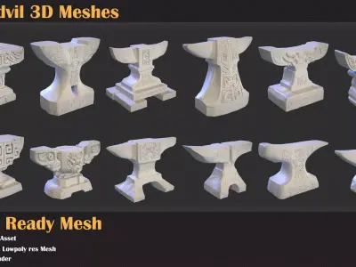 39 Anvil 3D Meshes - VOL 59 Low-poly 3D model